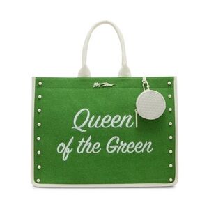 Betsey Johnson Kitsch Queen Of The Green Extra Large Canvas Tote Bag  NWT